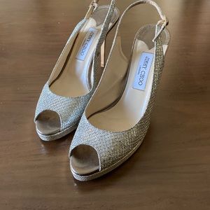Jimmy Choo sparkly heels sling back size 41.5